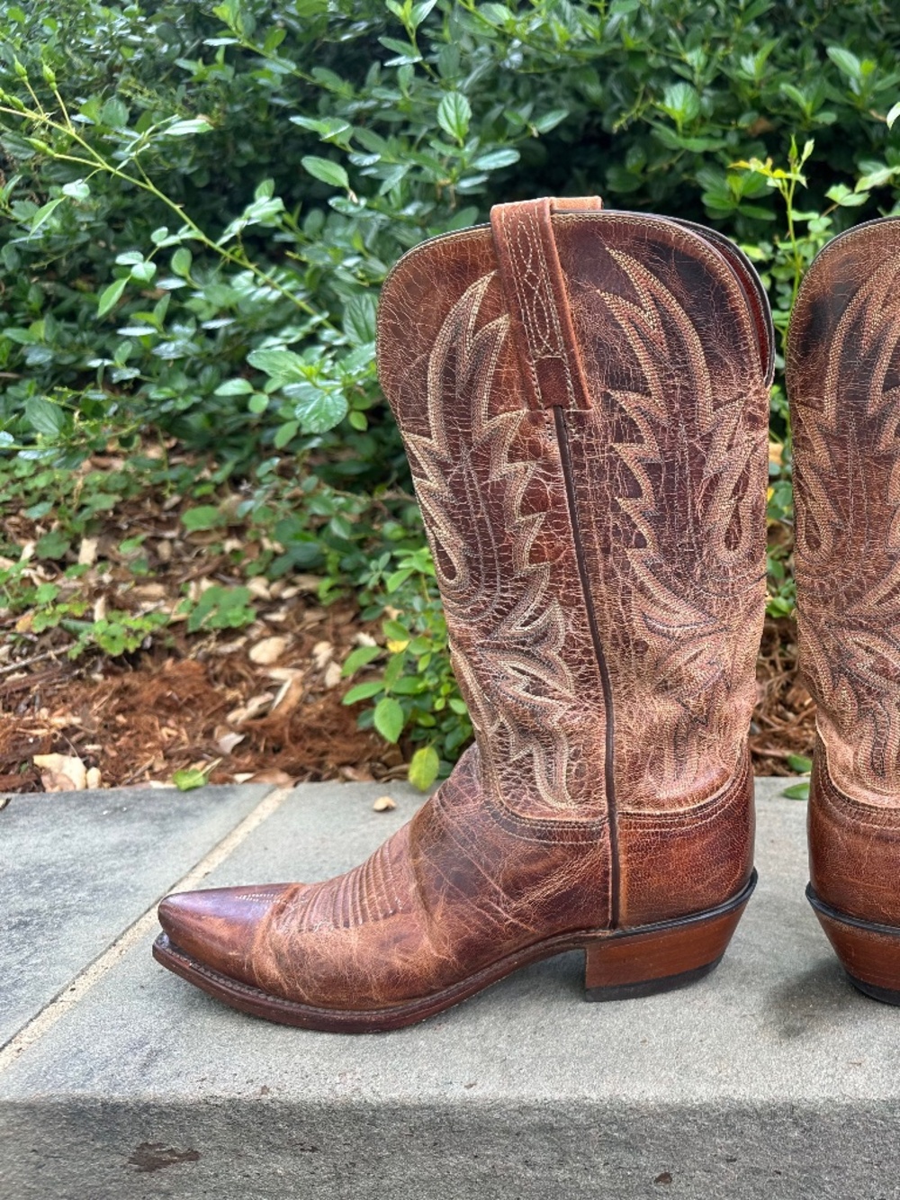 LUCCHESE 1883 Leather Cowboy Boots 8 - Picture 4 of 16